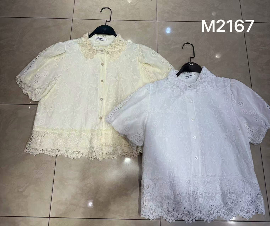 Crochet Collar Lace Shirt (3P.PACK) - jqwholesale.com
