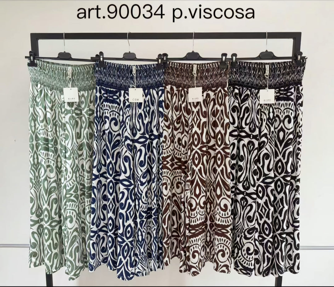Tonal Print Palazzo Trousers (2P.PACK) - jqwholesale.com