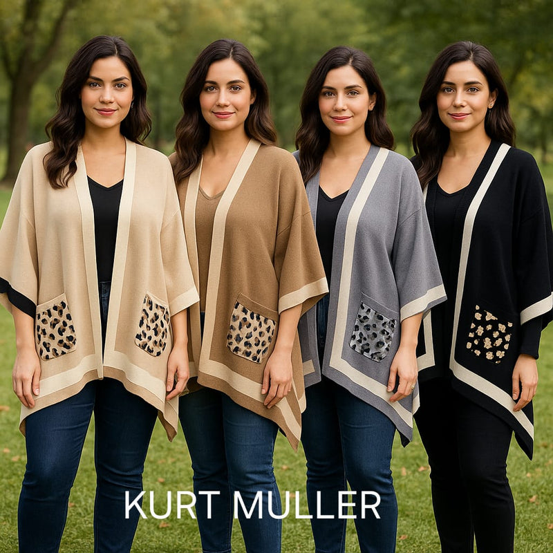 Luxe Leopard trim Coatigan Wrap