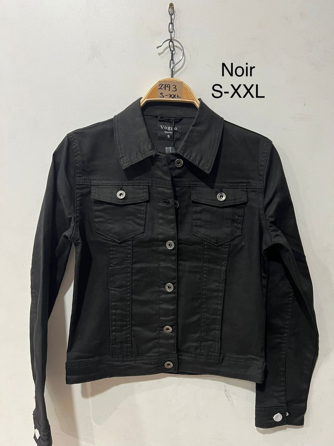Black Voggo Cotton Bi-stretch Denim Jacket (5p.pack)