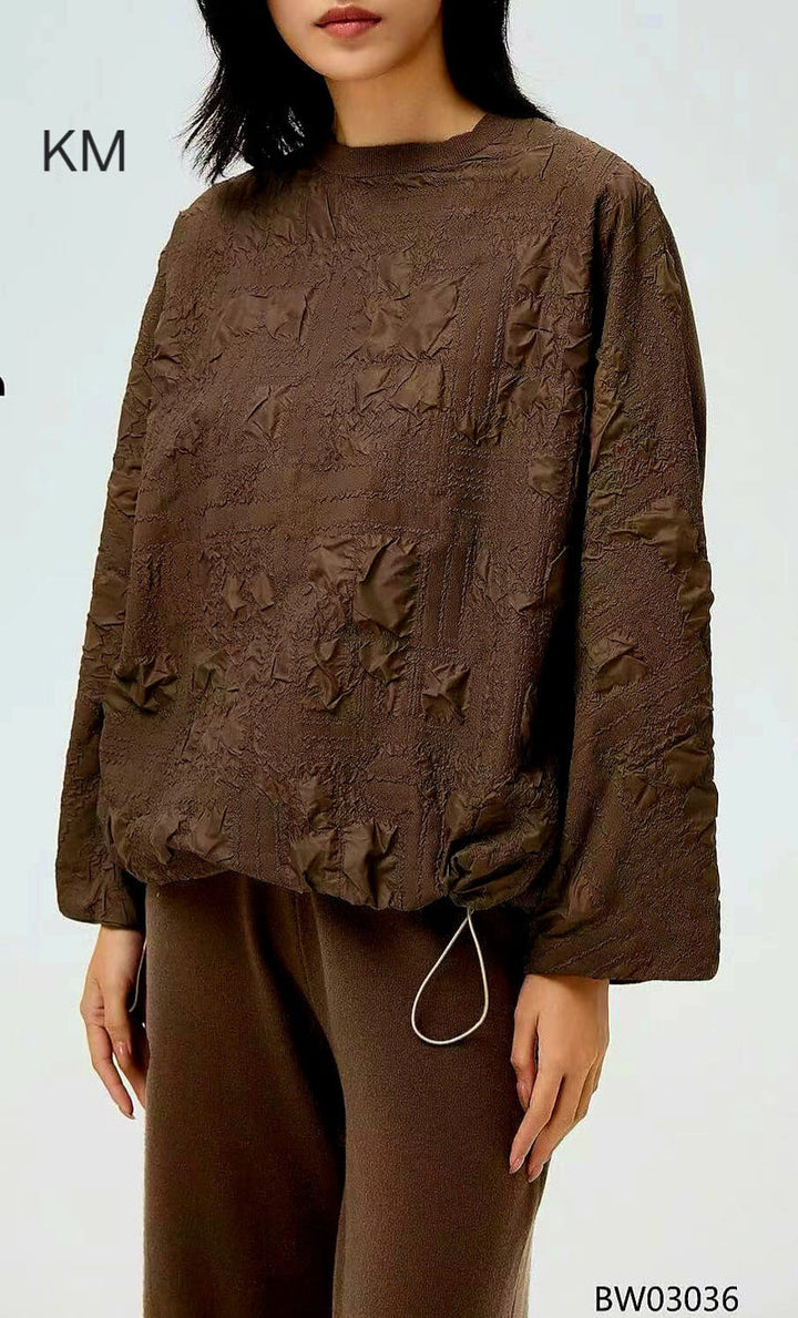 Nylon Crinkled Designer Inspired Knitted Back Blouse (2p.pack)
