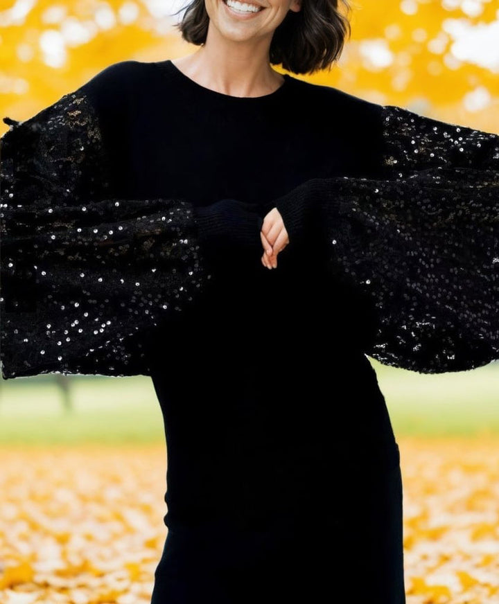 Sequin Batwing Sleeve Fine Knit (2p.pack)