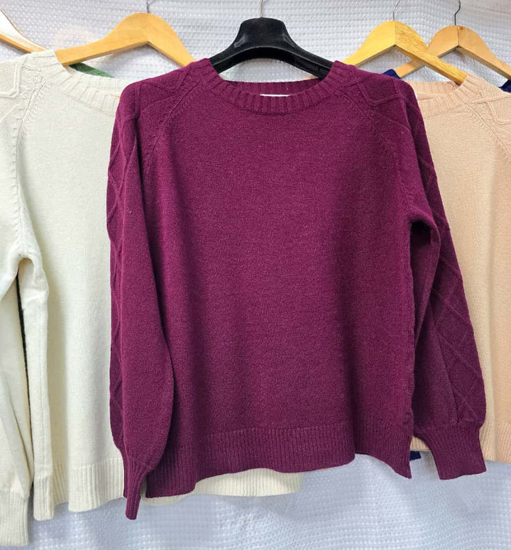 Diamond Cable Detail Sleeve Crew Neck Knit Jumper (2p.pack)