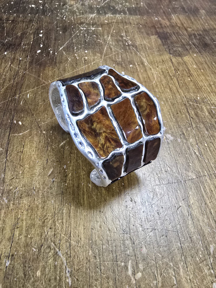 Chocolate Marble Metal Cuff bracelet