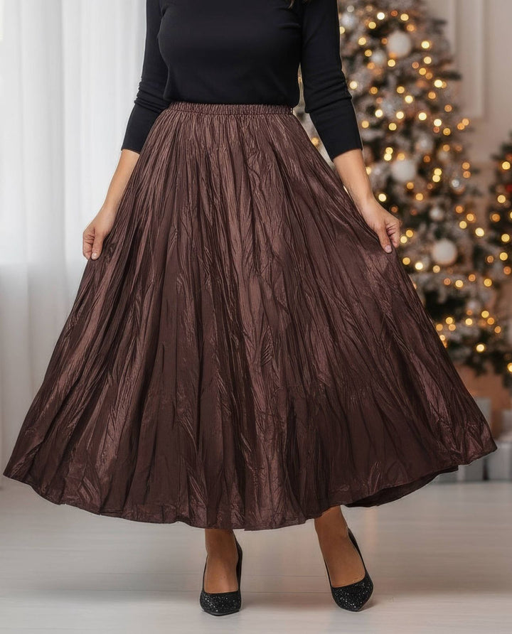 Crinkle Satin Elasticated Maxi Skirt