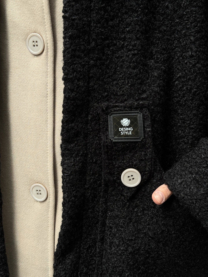 Oversized Hooded Teddy Coat with Pockets in Black