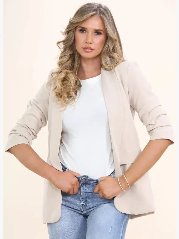 Oversized Rouched Sleeve Blazer