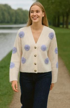 Strawberry 3d daisy knit Cardigan (4p.pack)