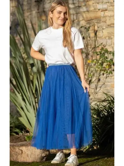 (2P.PACK) Tulle Mesh Maxi Skirt