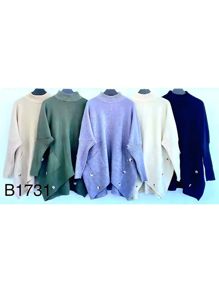 High Low Button Pocket Knit Jumper (2p.pack)