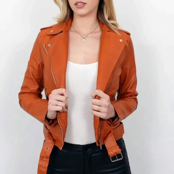 (4P. PACK) Plain Leather Look Biker Jacket