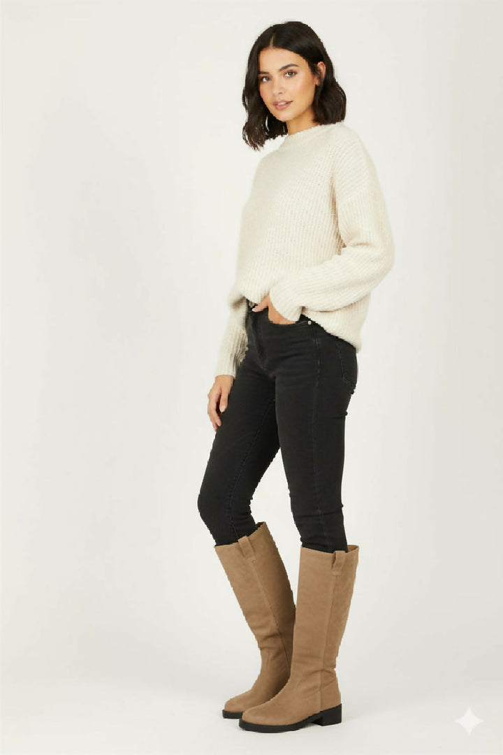 Camel Suede Designer Knee High Flat Boot (PACK OF 12 PAIRS UK3-UK8)