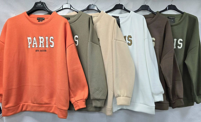 Paris Cotton Sweatshirt Top – One Size (UK 10-20)