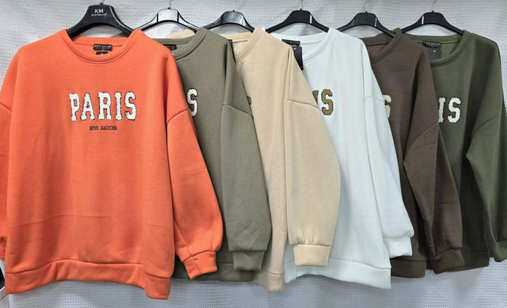 Paris Cotton Sweatshirt Top – One Size (UK 10-20)