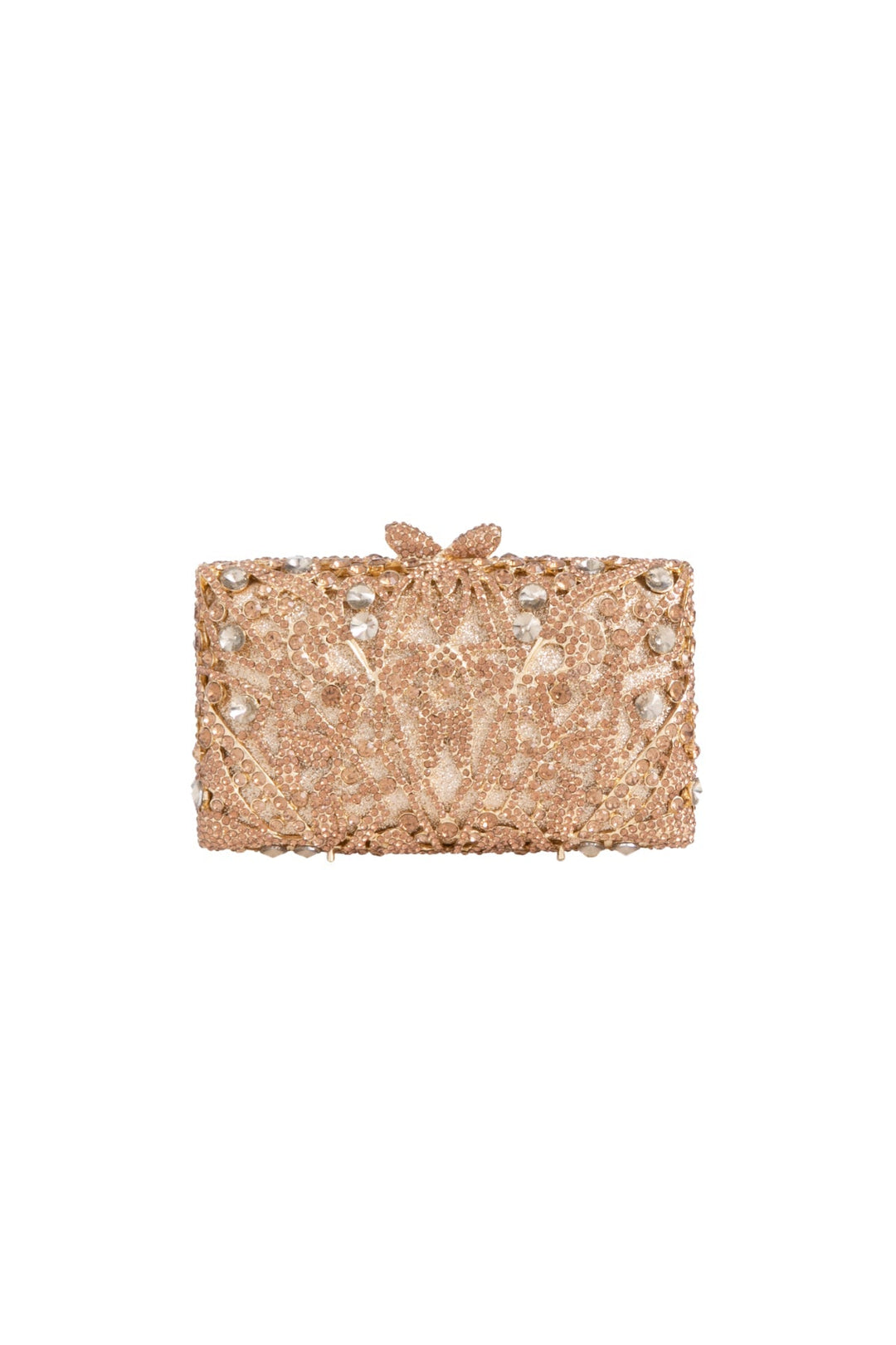 Gold Crystal Embellished Clutch Bag - jqwholesale.com