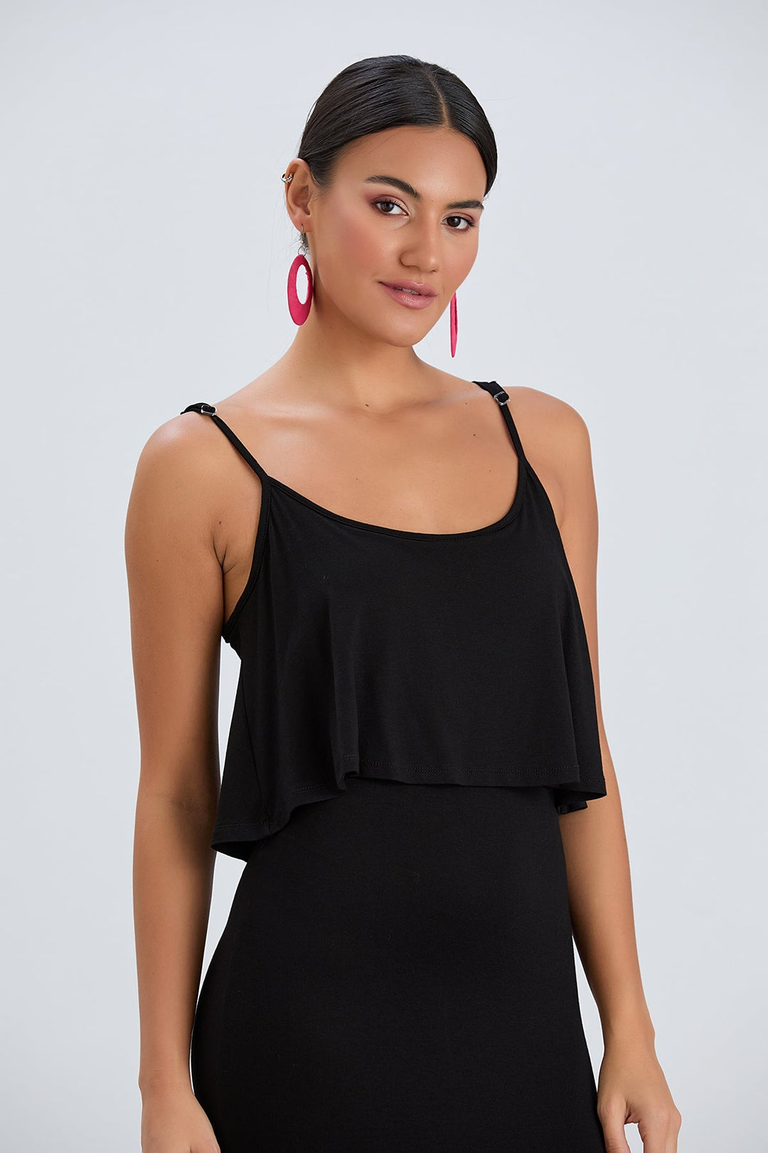 Sleek Black Bodycon Maxi Dress with Cami Straps - jqwholesale.com