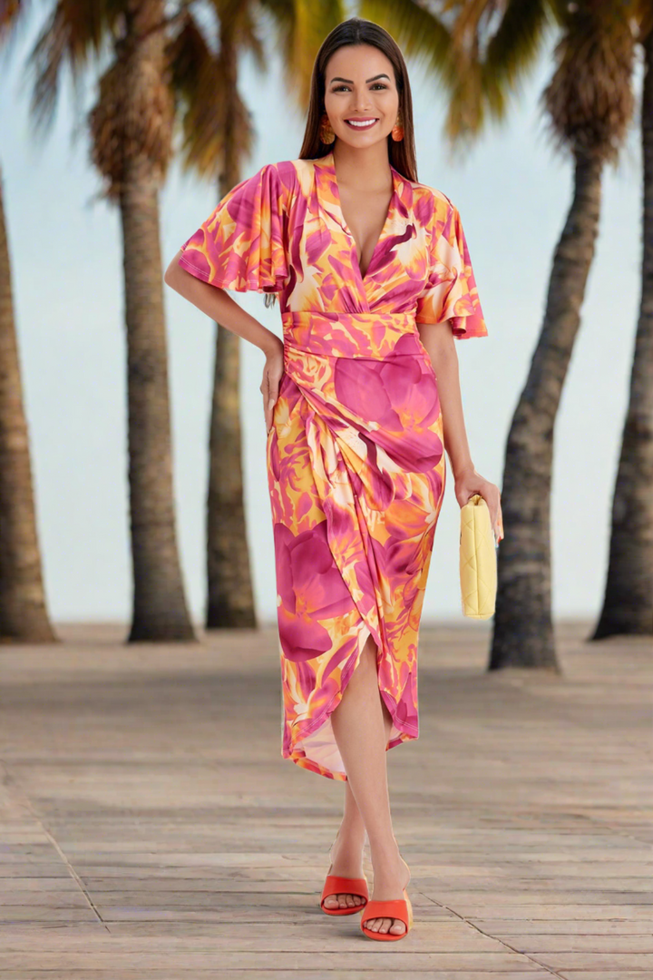 Forever Angel Sleeve Dress - jqwholesale.com