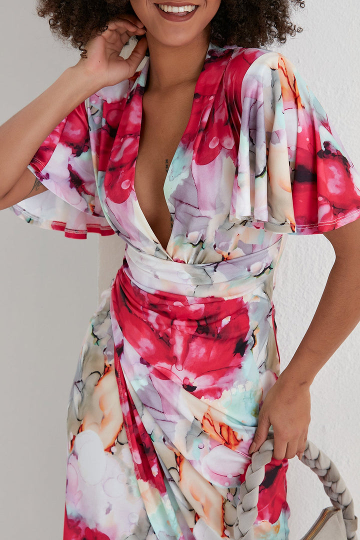 Forever Angel Sleeve Dress - jqwholesale.com