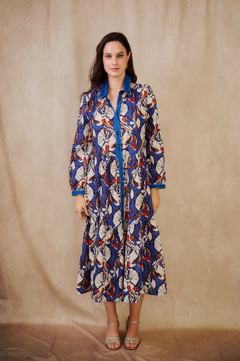 Cotton shirt dress - Navy