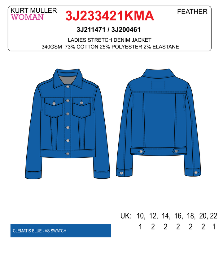 (7P.PACK) Royal Blue Denim Cotton Stretch Jacket - jqwholesale.com