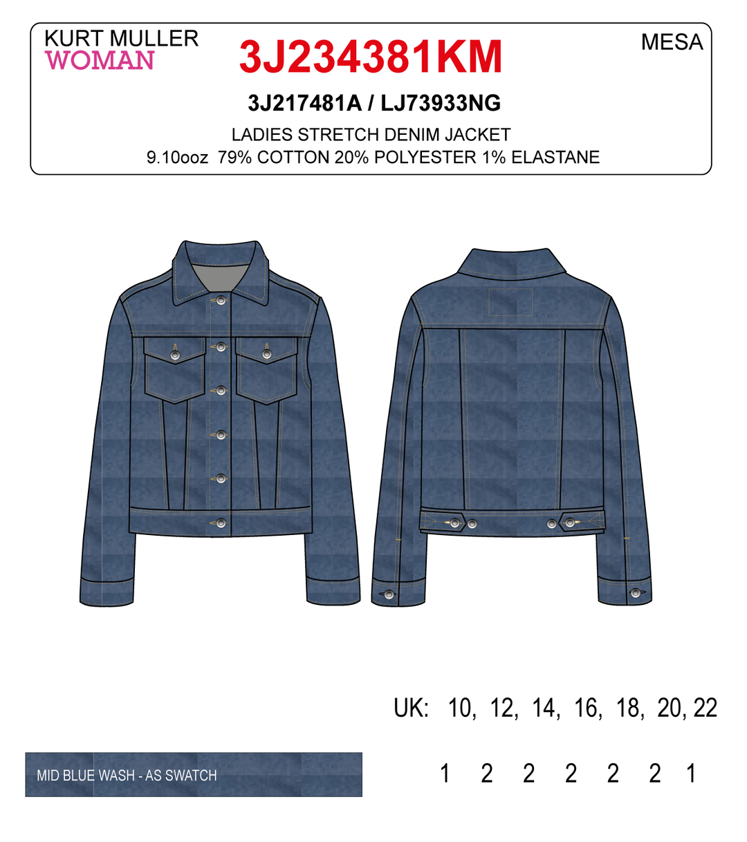 Mid Blue Wash Cotton Stretch Jacket (7P.PACK) - jqwholesale.com