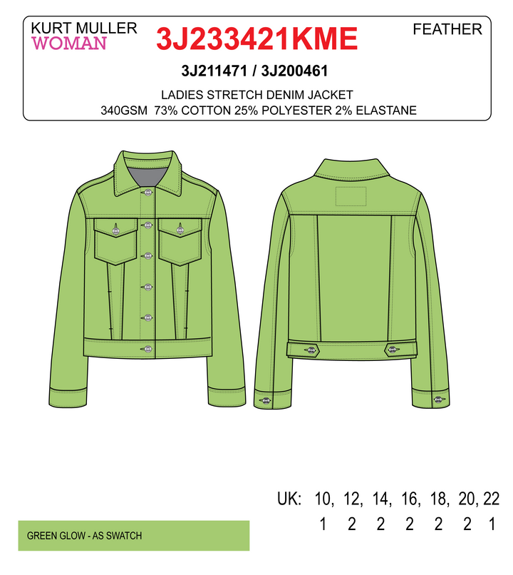 (7P.PACK) Lime Green Denim Cotton Stretch Jacket - jqwholesale.com