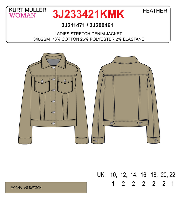 Mocha Brown Washed Denim Cotton Stretch Jacket (7P. PACK) - jqwholesale.com