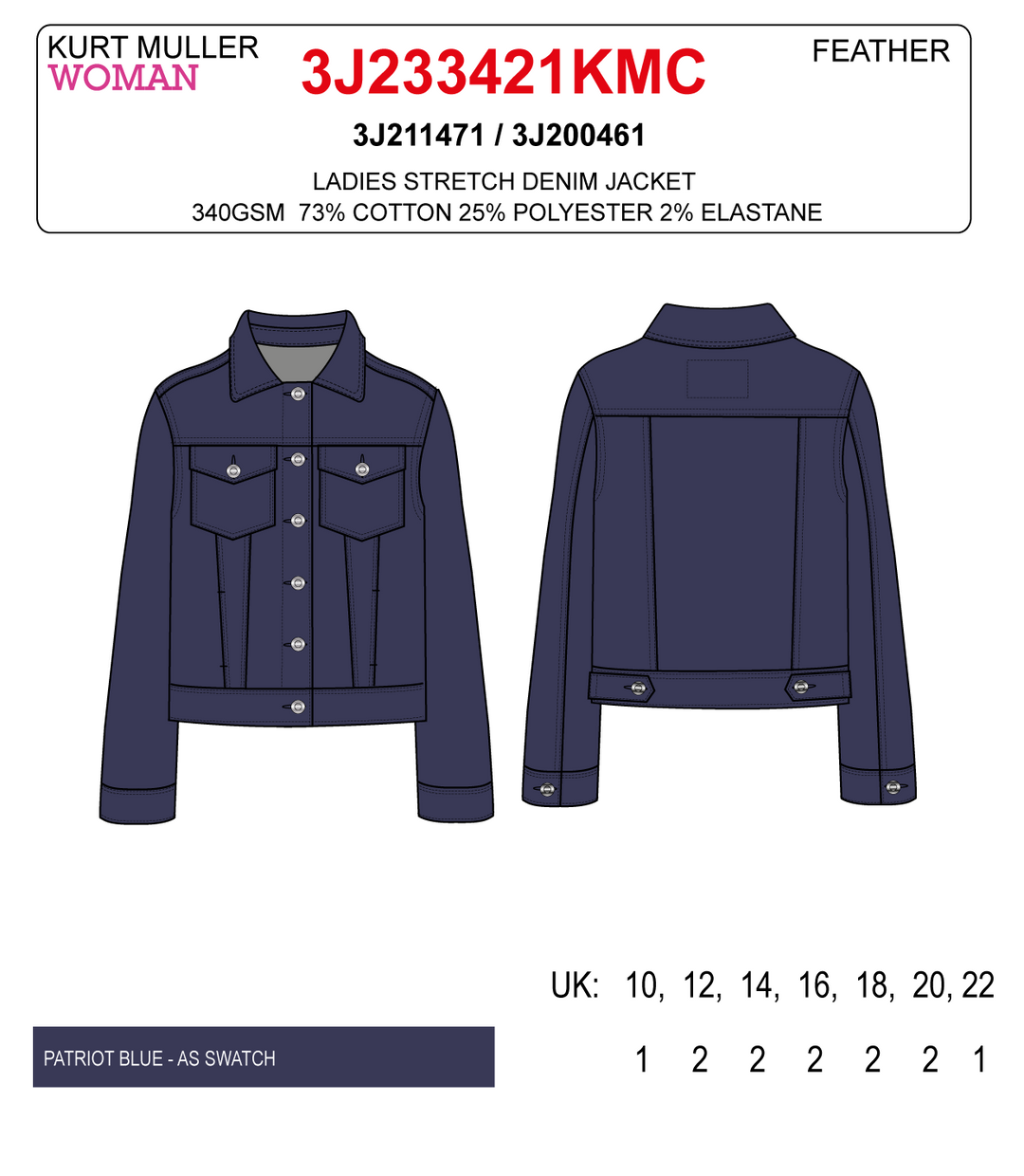 (7P.PACK) Patriot Blue Denim Cotton Stretch Jacket - jqwholesale.com