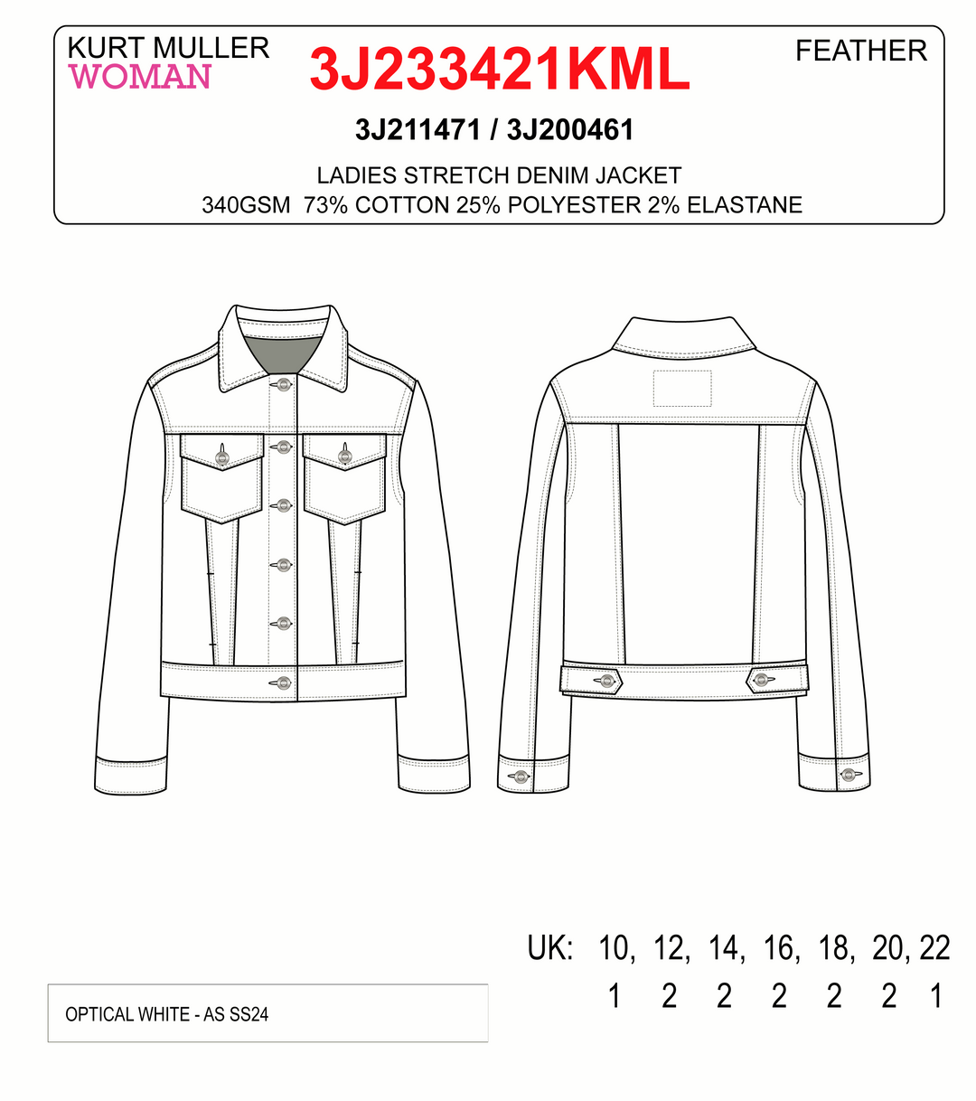 White Denim Cotton Stretch Jacket (7P.PACK) - jqwholesale.com