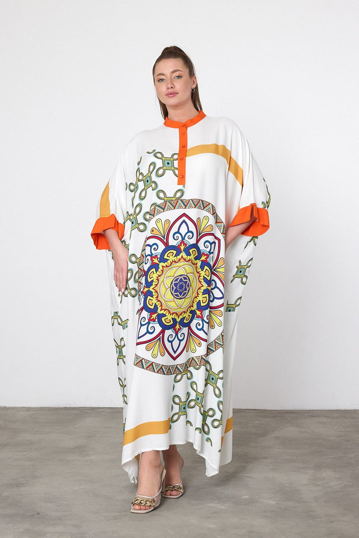 Mandala Print Oversized Kaftan Dress