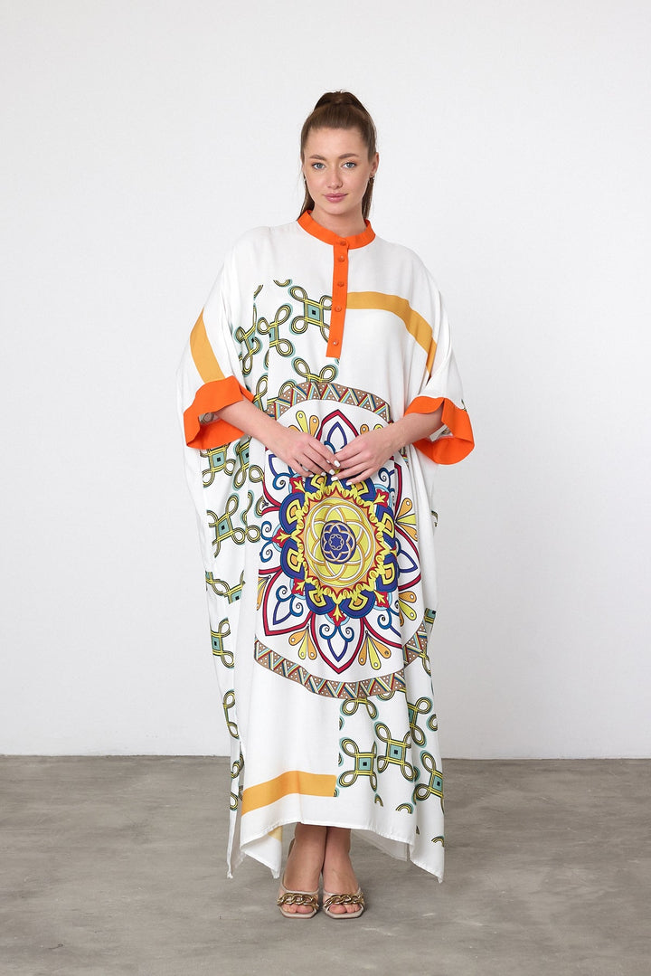 Mandala Print Oversized Kaftan Dress