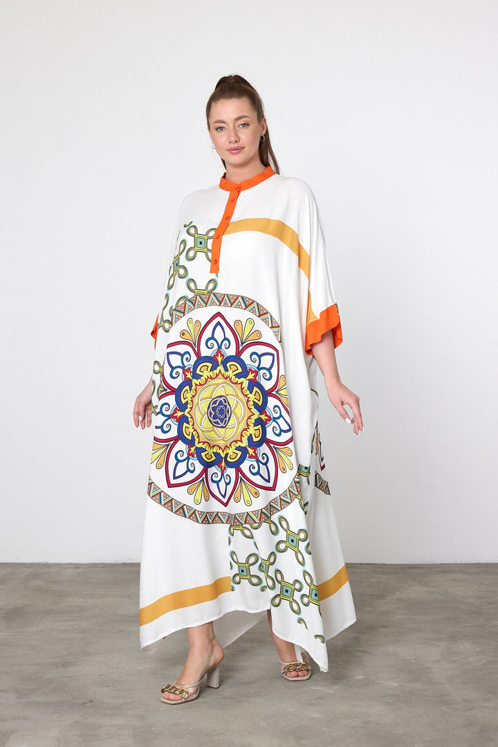 Mandala Print Oversized Kaftan Dress