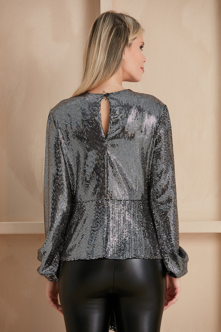 Glamorous Sequin Wrap Top in Dazzling Silver - jqwholesale.com