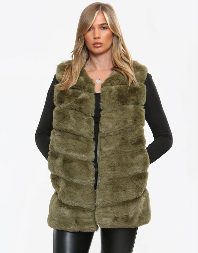 Regular Faux Fur Midi Gilet - jqwholesale.com