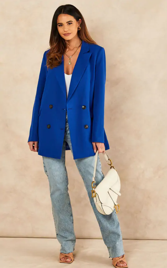 Oversized Double Breasted Blazer with 4 buttons - jqwholesale.com
