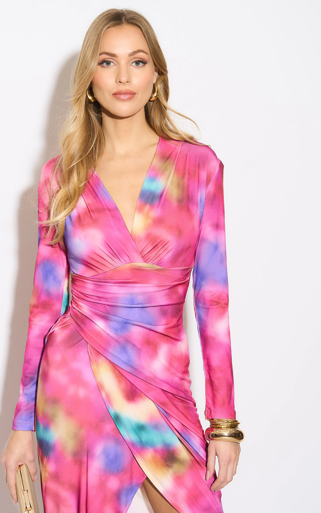 Forever Long Sleeve Wrap Midi Dress - jqwholesale.com