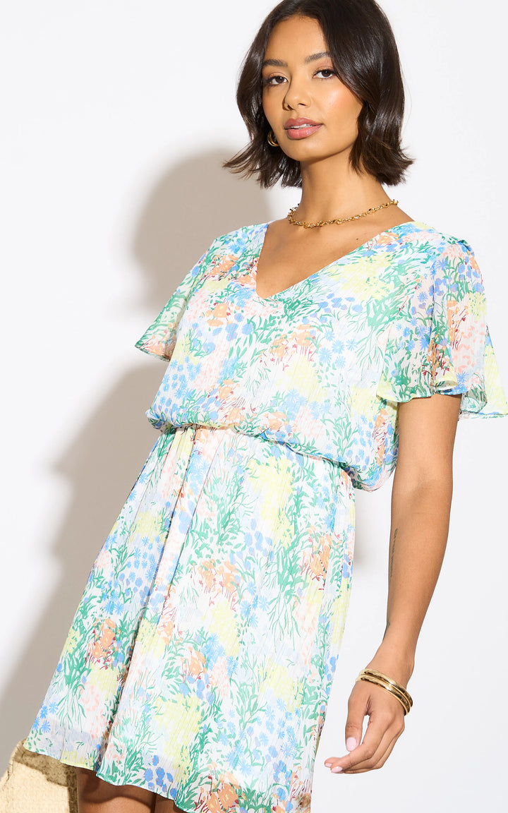 Floral print White Mini Dress - jqwholesale.com