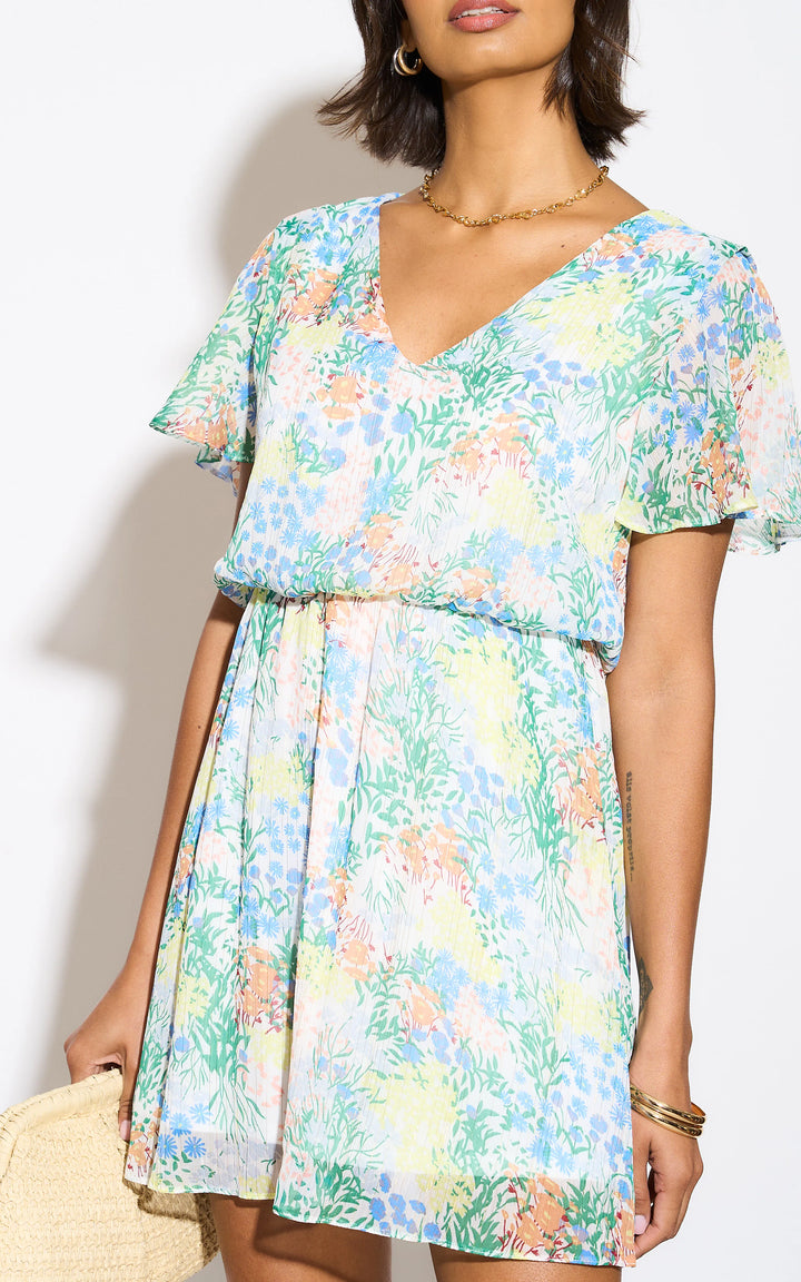 Floral print White Mini Dress - jqwholesale.com