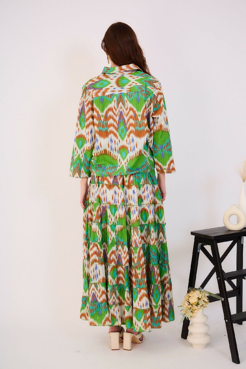 Long bohemian smock skirt - Green