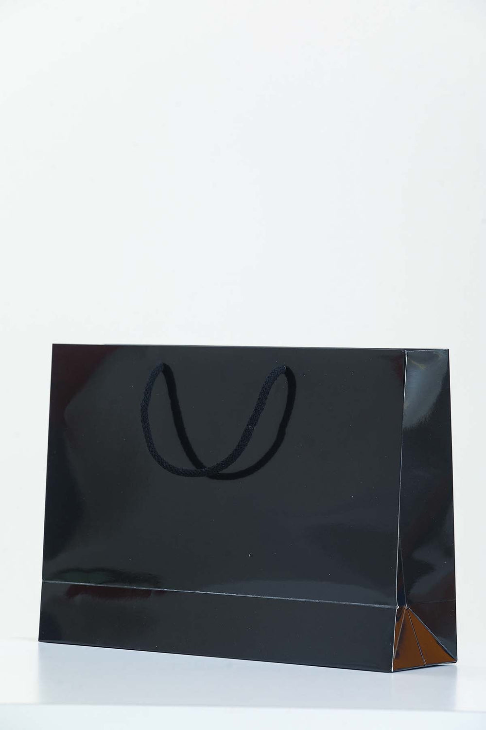 Glossy Black Rope Boutique Carrier Bags - jqwholesale.com