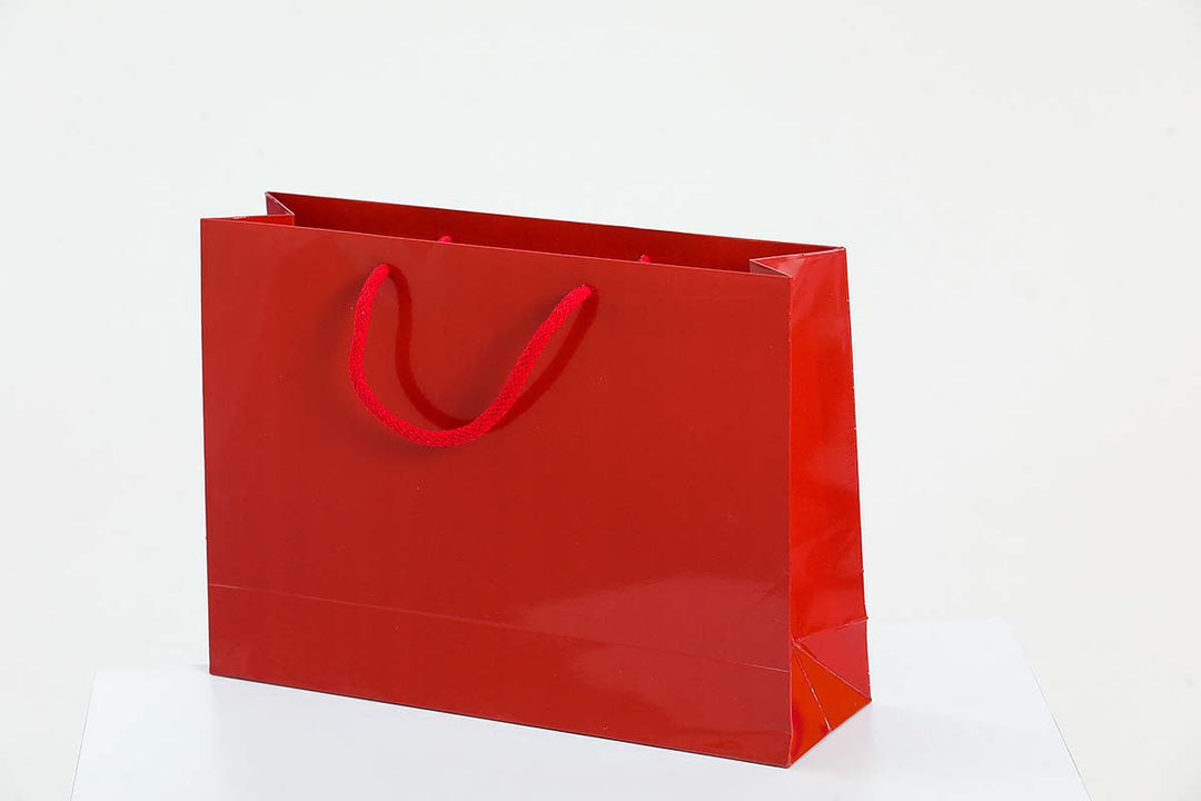Gloss Red Laminated Carrier Bags Wholesale - jqwholesale.com