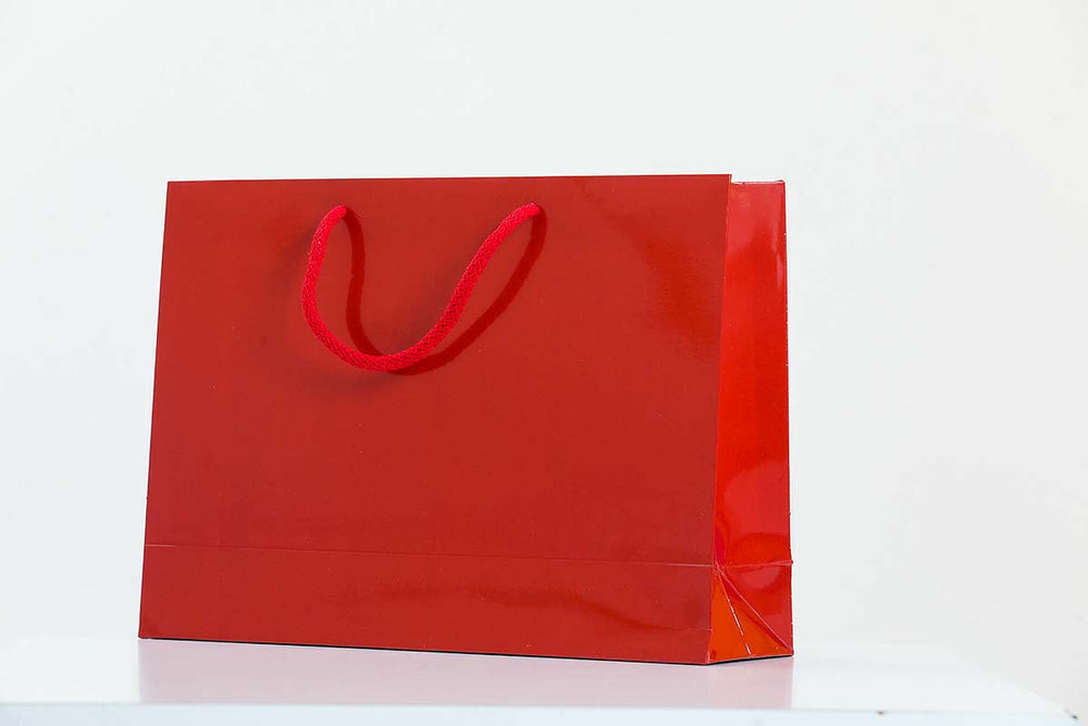 Gloss Red Laminated Carrier Bags Wholesale - jqwholesale.com