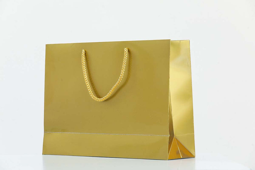 Gold Gloss Laminated Boutique Carrier Bags 230gsm - jqwholesale.com