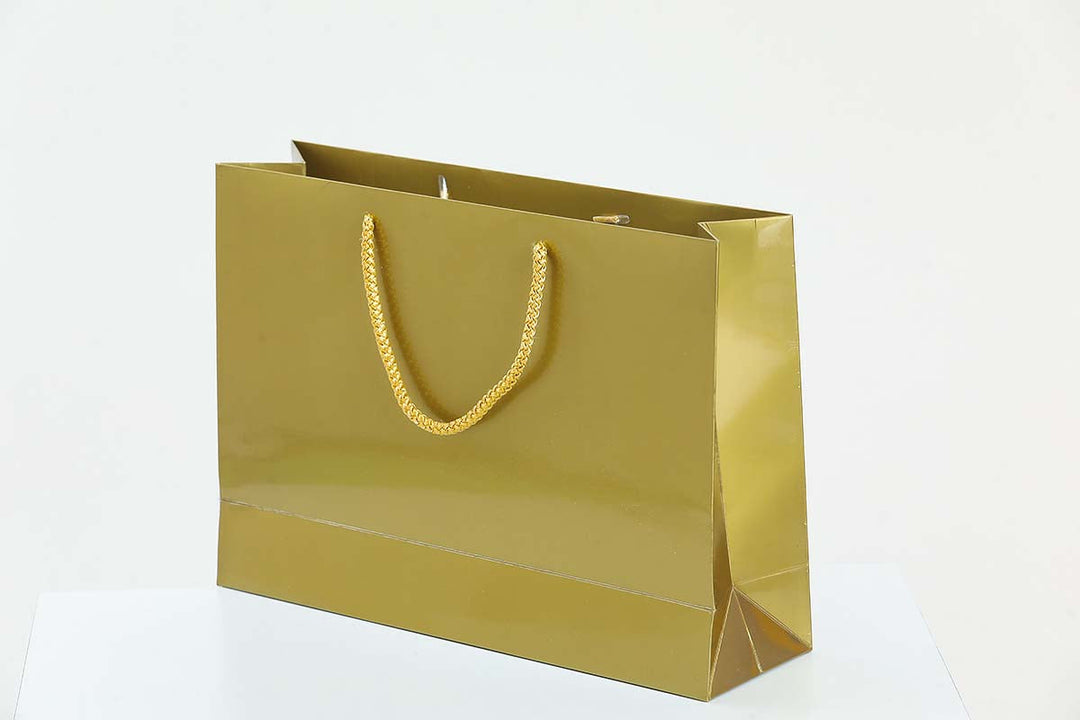 Gold Gloss Laminated Boutique Carrier Bags 230gsm - jqwholesale.com
