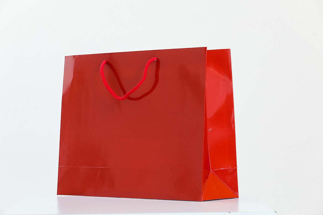 Gloss Red Laminated Carrier Bags Wholesale - jqwholesale.com