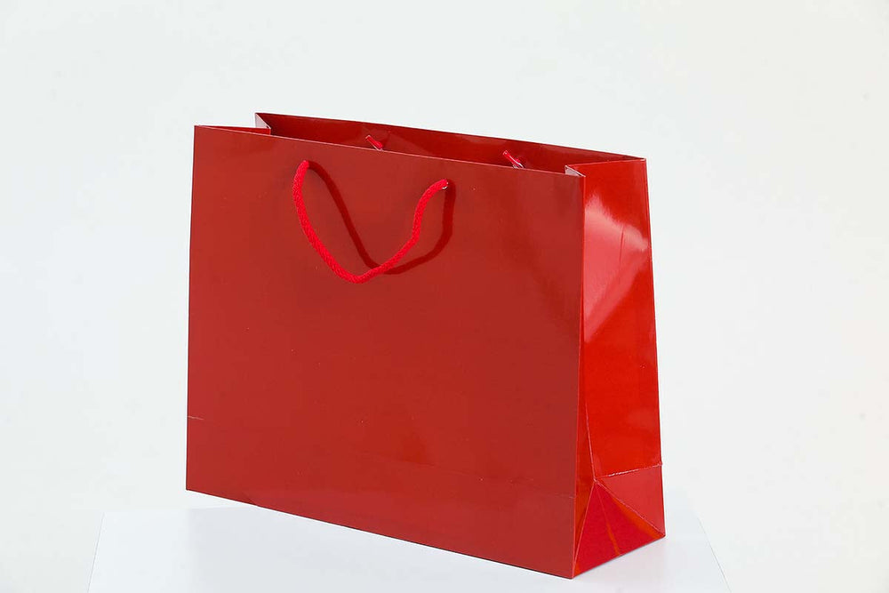 Gloss Red Laminated Carrier Bags Wholesale - jqwholesale.com