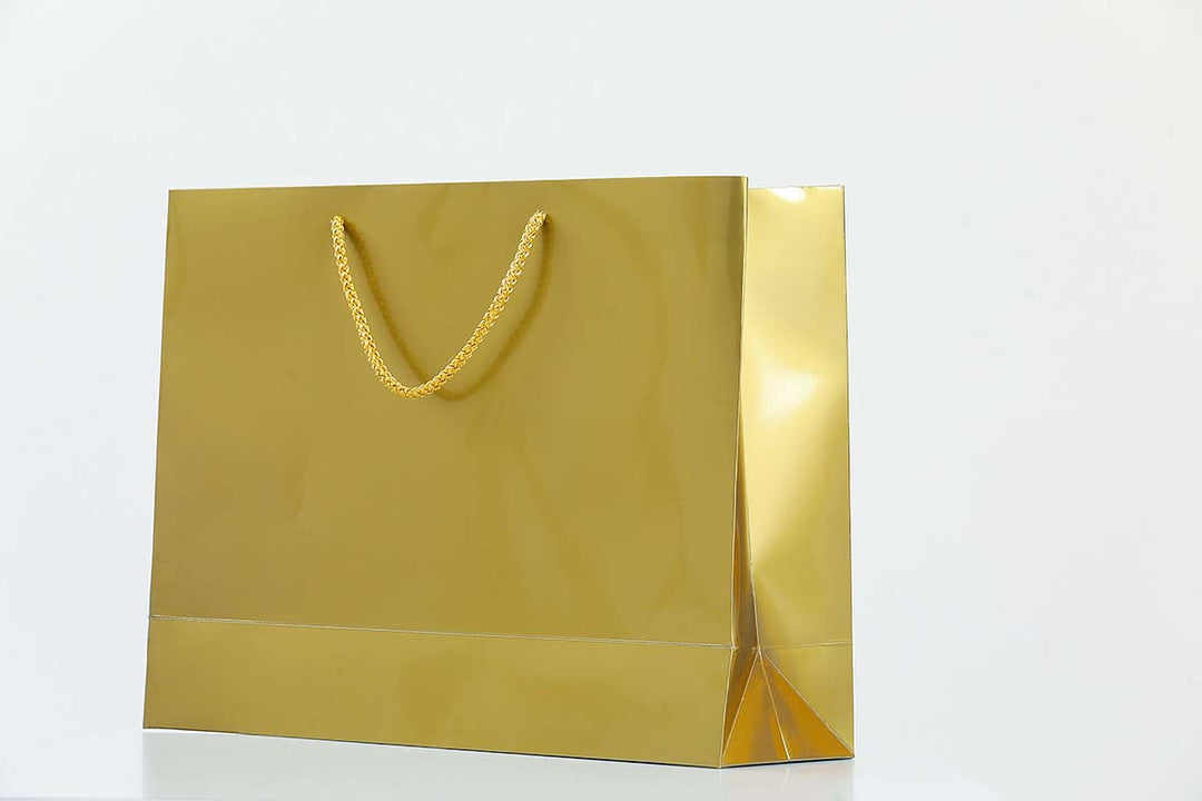 Gloss Gold Laminated Boutique Carrier Bags Wholesale - jqwholesale.com