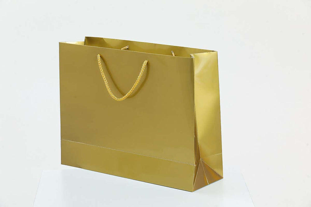Gloss Gold Laminated Boutique Carrier Bags Wholesale - jqwholesale.com