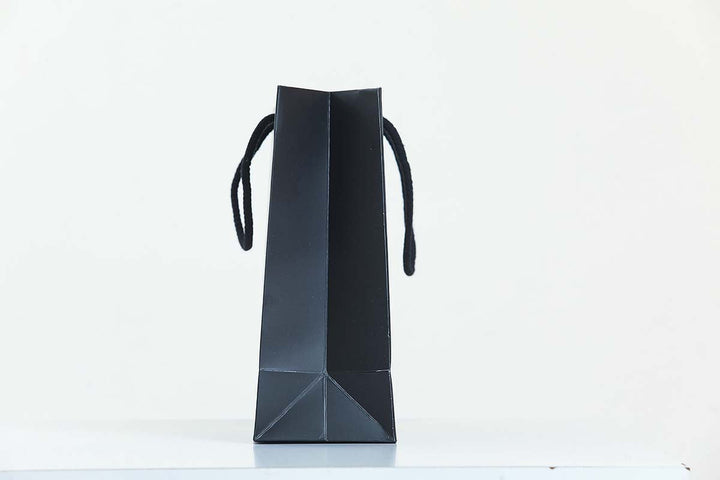 Ribbon Style Glossy Paper Bags In Black - jqwholesale.com