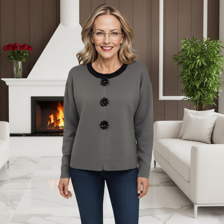 Velvet Trim Crystal Rose Cardi Cape (2p.pack)
